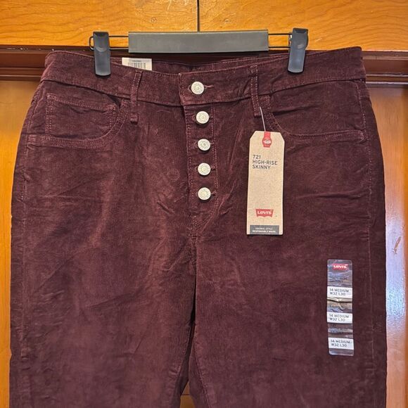 Levi’s 721 Maroon Button Fly Slim Corduroys Women’s US 14 - Picture 2 of 9